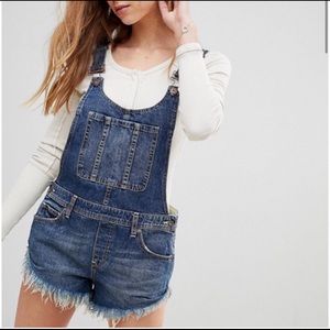 Free People Summer Babe Overall Shorts